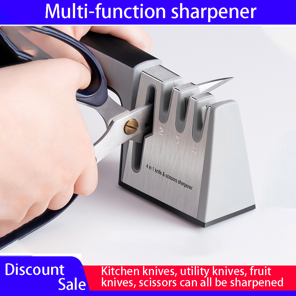 Knife Sharpener 4 in 1 Sharpening Tool Easy To Sharpens Kitchen Chef Knives Damascus Knives Sharpen Knife Shears and Scissors