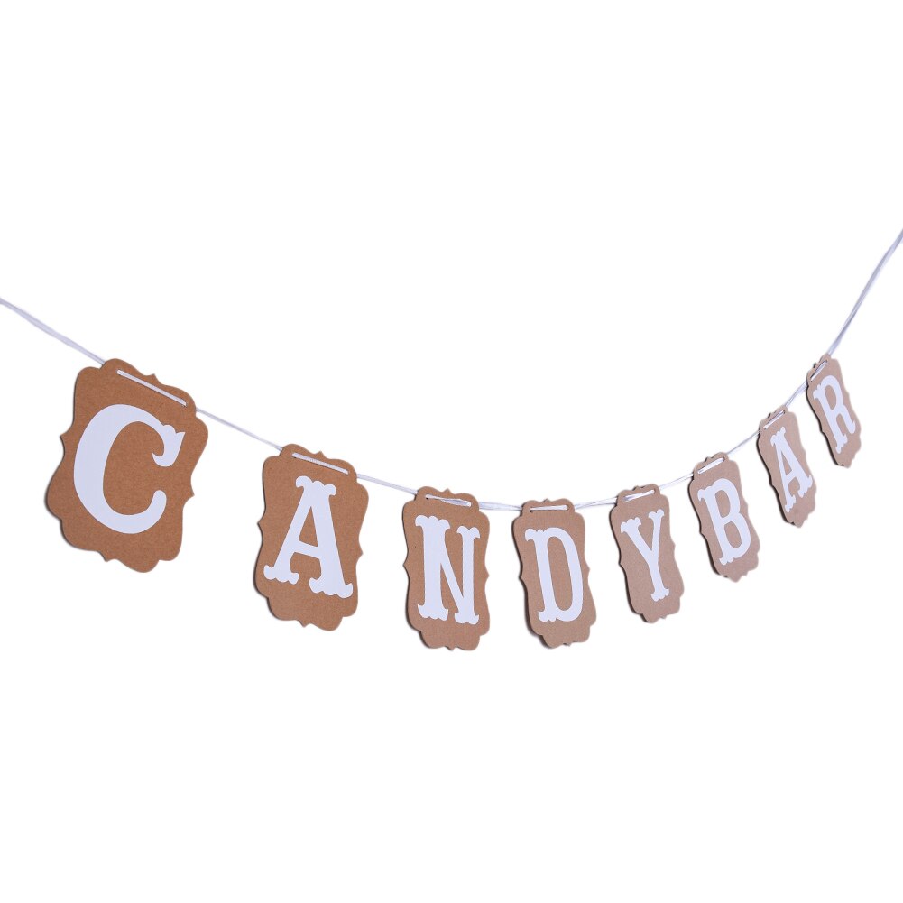 CANDY BAR Letters Hanging Flag Kraft Paper Cardboard Bunting Banner Party Pull Flowers for Wedding Birthday Baby Shower fine