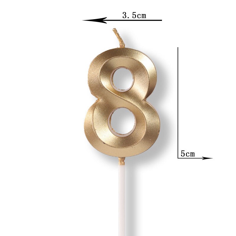 Gold Silver Number Candles Party Cake Topper Candle Kids Baby Birthday Anniversary Party Decoration: gold number 8