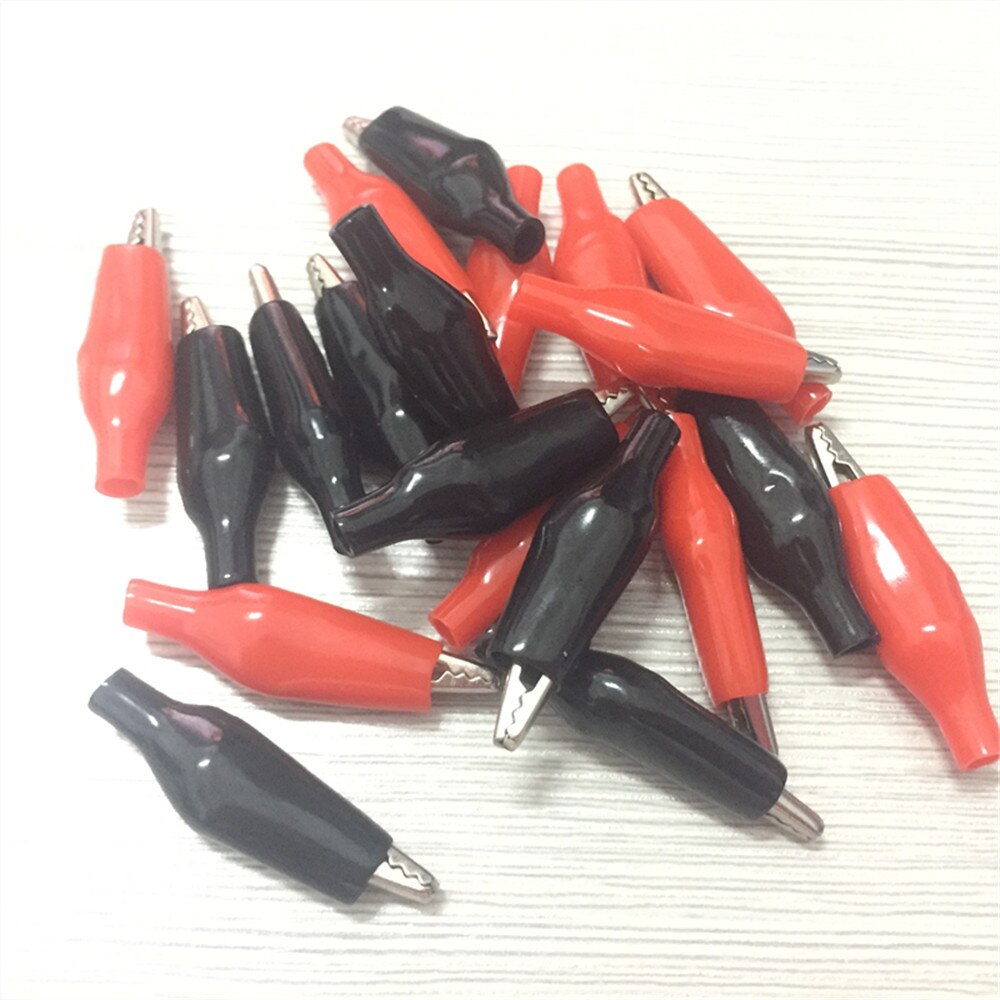 Alligator Clip crocodile electrical Clamp DIY 20 PCS Metal FOR Testing Probe Meter 28MM Black and red Plastic Boot
