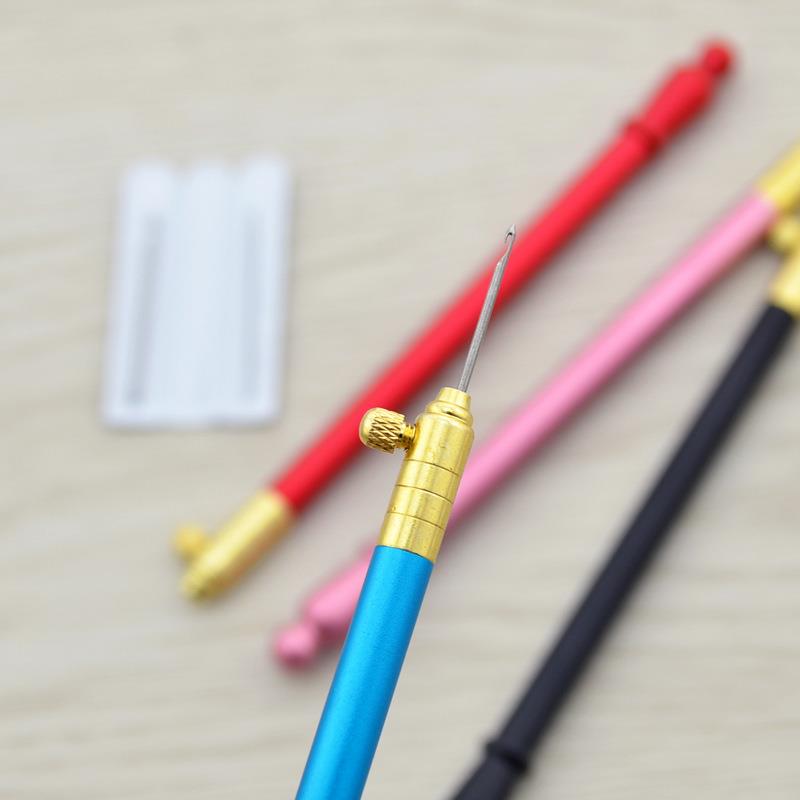Wooden Handle Stitchwork Needle Magic Embroidery Punch Pens Needle Threader DIY Craft Sewing Embroidery Cross Stitch Tools