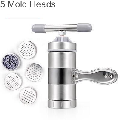 Mini Stainless Steel Small Manual Noodle Maker Spaghetti Press Pasta Machine Portable Fruit Press Juicer Kitchen Gadget: 5 Mold heads