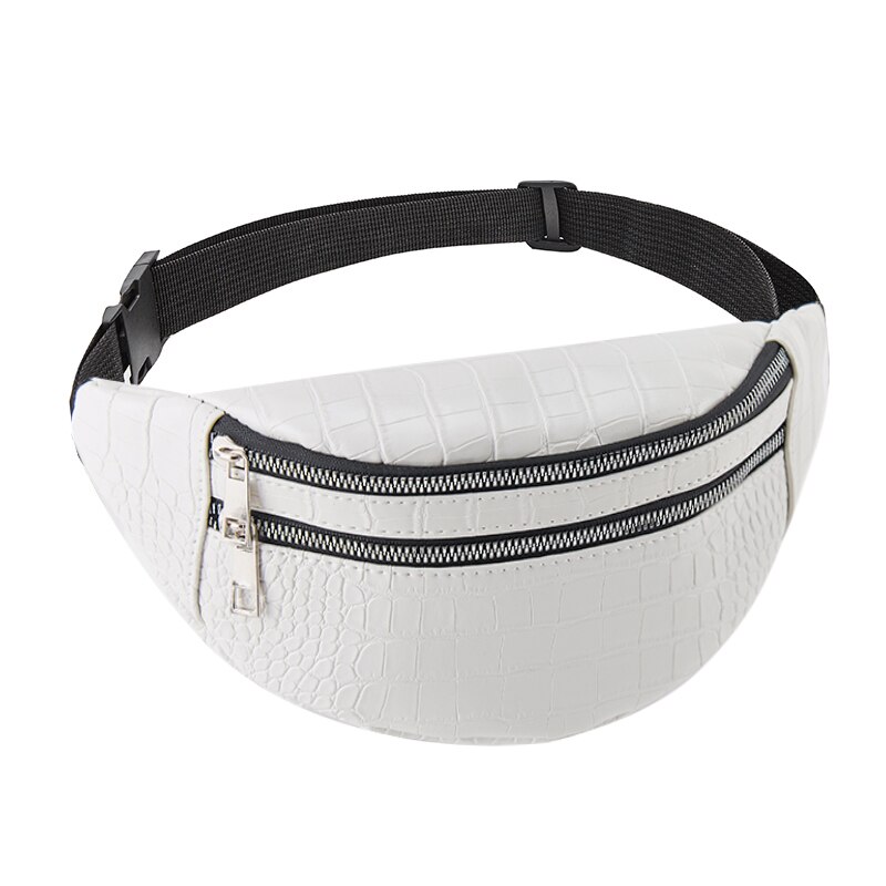 Jin Mantang Women's Waist Bag Crocodile Women PU Leather Bag Fanny Pack Message Bag Fanny Pack Message: White