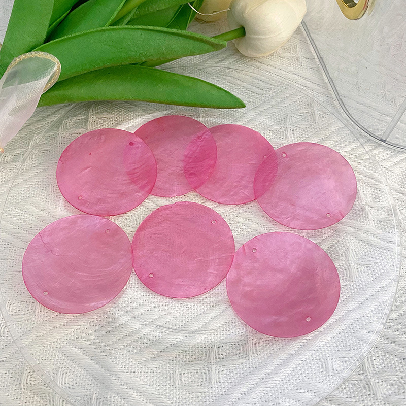 100 Uds accesorio de iluminación DIY accesorios de carillón de viento carcasa suave semitransparente espejo Circular de doble agujero materias primas 50mm: L / Caqui oscuro