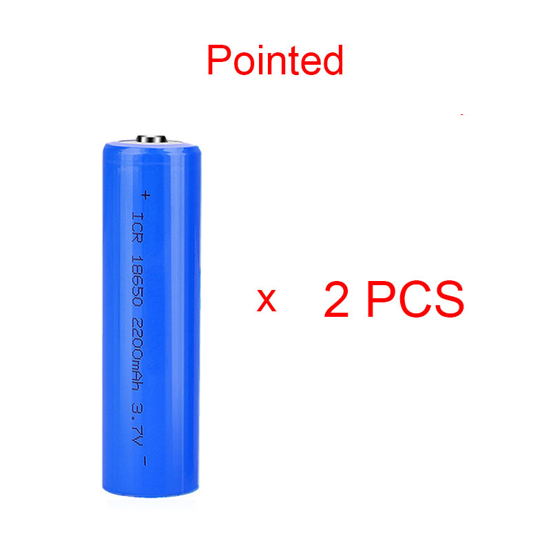 2PCS 18650 3.7V Rechargeable Battery 1200mah 1500mah 2000mah 2200mah 2600mah 3400mah Pointed Lithium Battery for flashlights: Blue