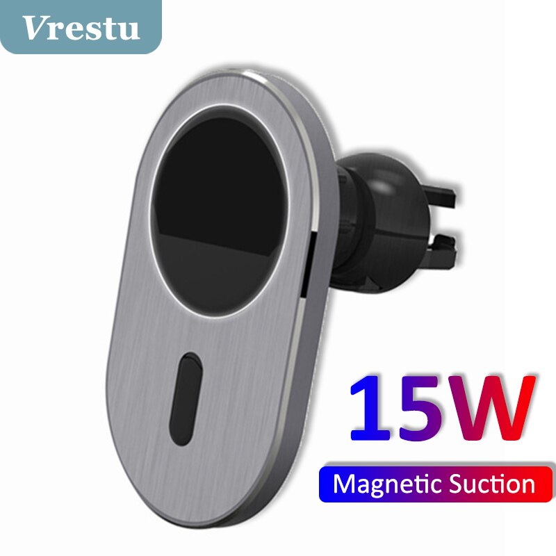 Qi 15w magnetische kabellose ladegeräte für iphone 12 mini, pro max , 13 pro, stabile 360 °-drehung, kfz-steckdosen-handyhalterung, gps-halterung