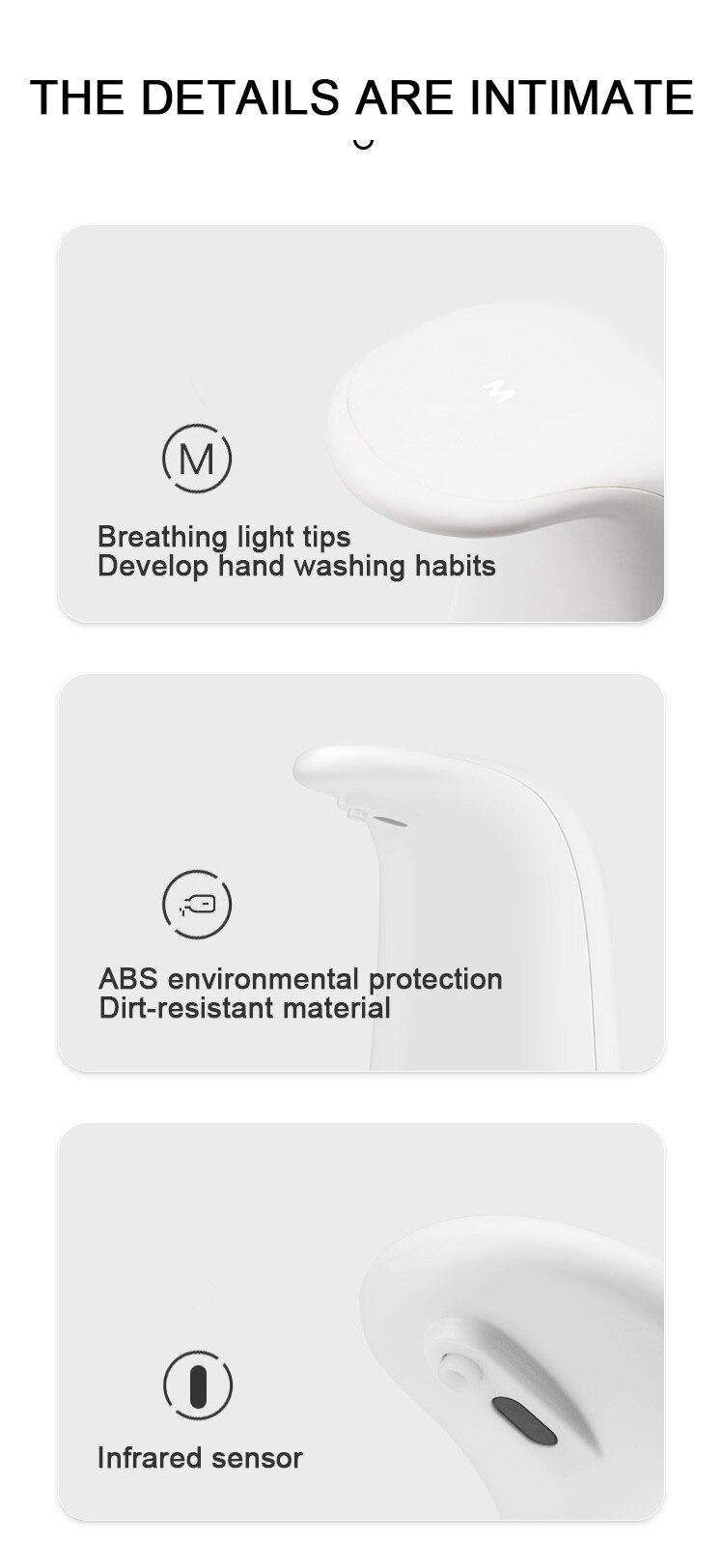 Soap Dispenser 250ml Automatic Intelligent Sensor Induction Touchless Hand Washing Dispensers Induction Foam Washing Products