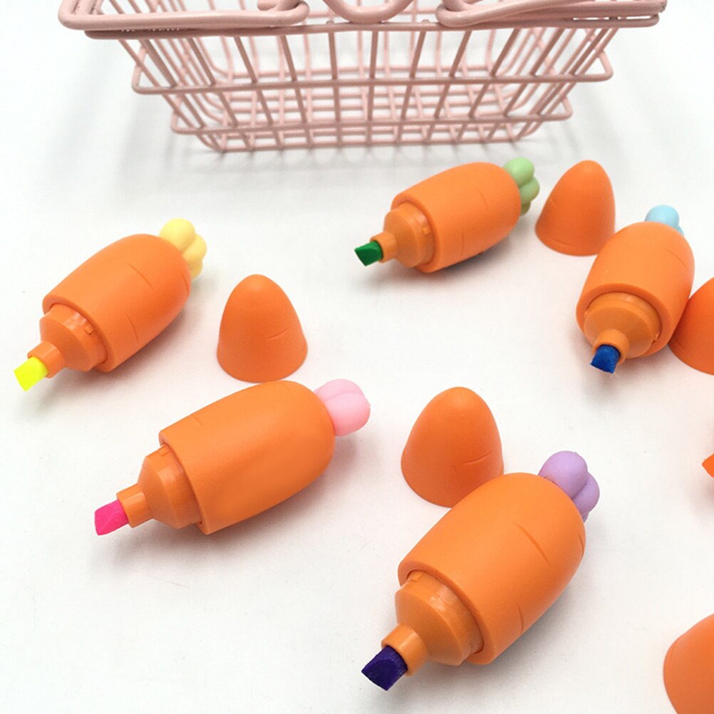 3Pcs Cartoon Highlighters Portable Mini Adorable Fluorescent Pens Students Highlighters