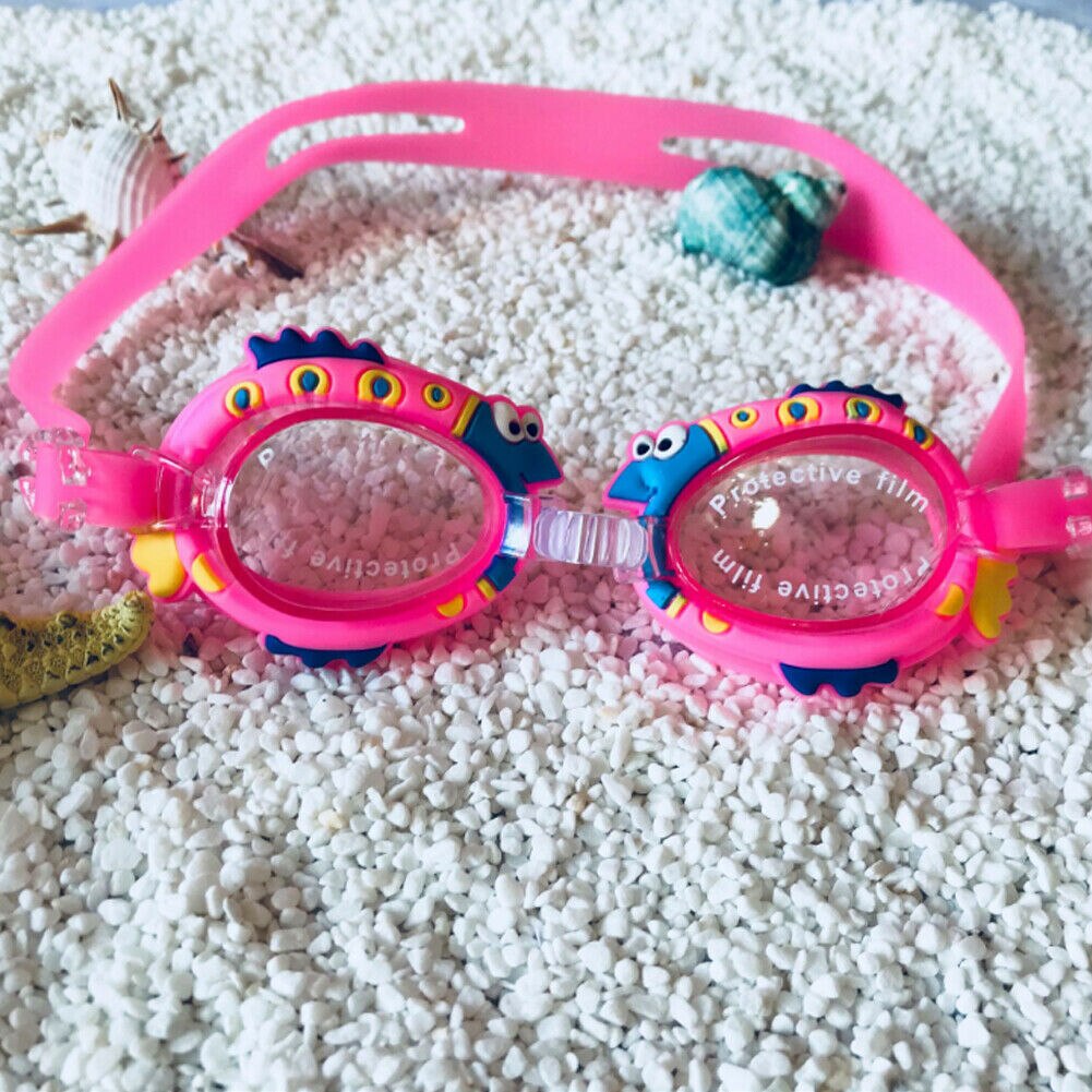 Børn svømmebriller pool strand hav svømmebriller børn søde dyr svane fisk drenge piger briller 3-8y: Lyserød