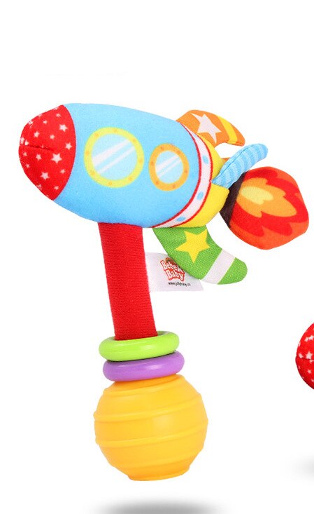 Sonajeros de dibujos animados para bebés, juguetes de tela para transportar bebés de 0 a 24 meses, calmante para dormir Musical, manivela de mano, juguetes para bebés: Rocket A