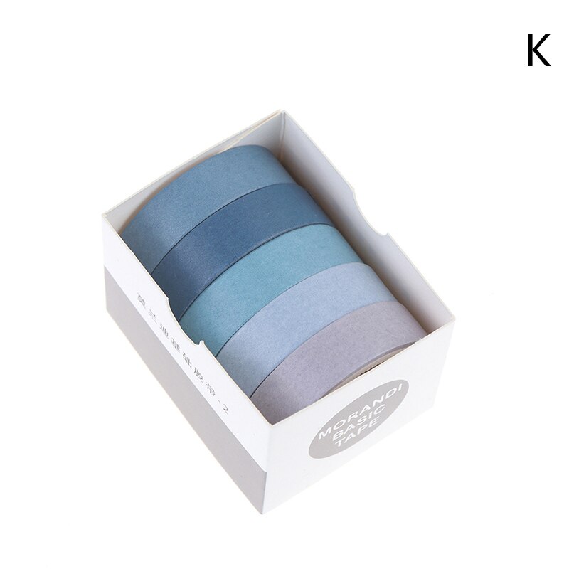 5Rolls/box Solid Color Tape Set Decorative Tape Cute Scrapbooking Adhesive Tape