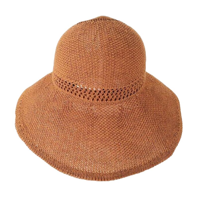 Sommer dam stråhat stor skygge solcreme uv beskyttelse strand hat dame rejse fritid hat: Kaffe