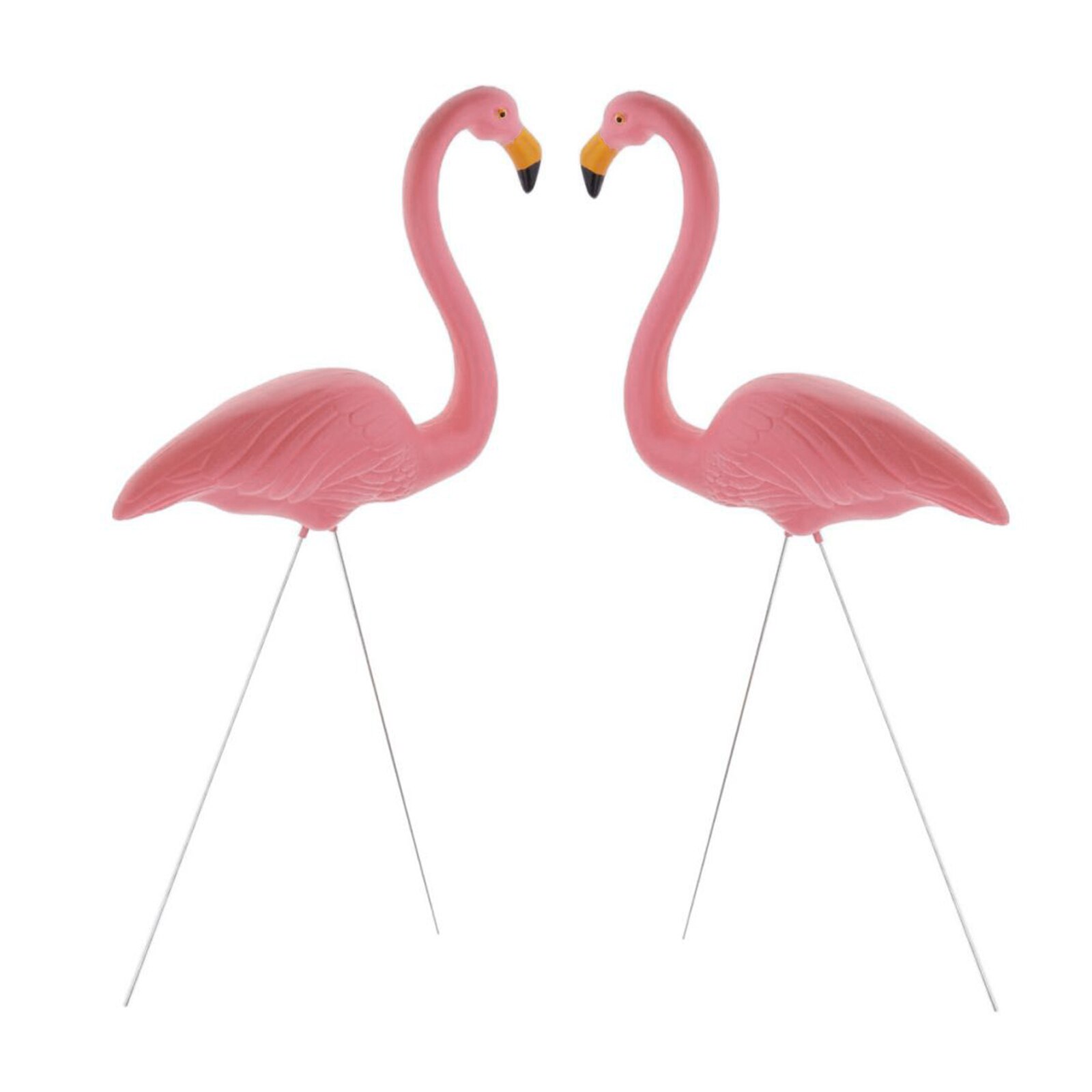 1 Pair Lifelike Standing Flamingo Stake Outdoor Garden Lawn Patio Pond Decor