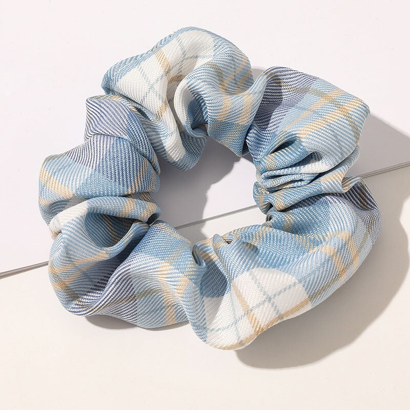 Vintage Bloemen Stof Haar Touw Haar Chouchou Meisje Bos Voor Vrouwen Elastische Haarband Paardenstaart Houder Haar Stropdas Gom Accessoires: Sky Blue