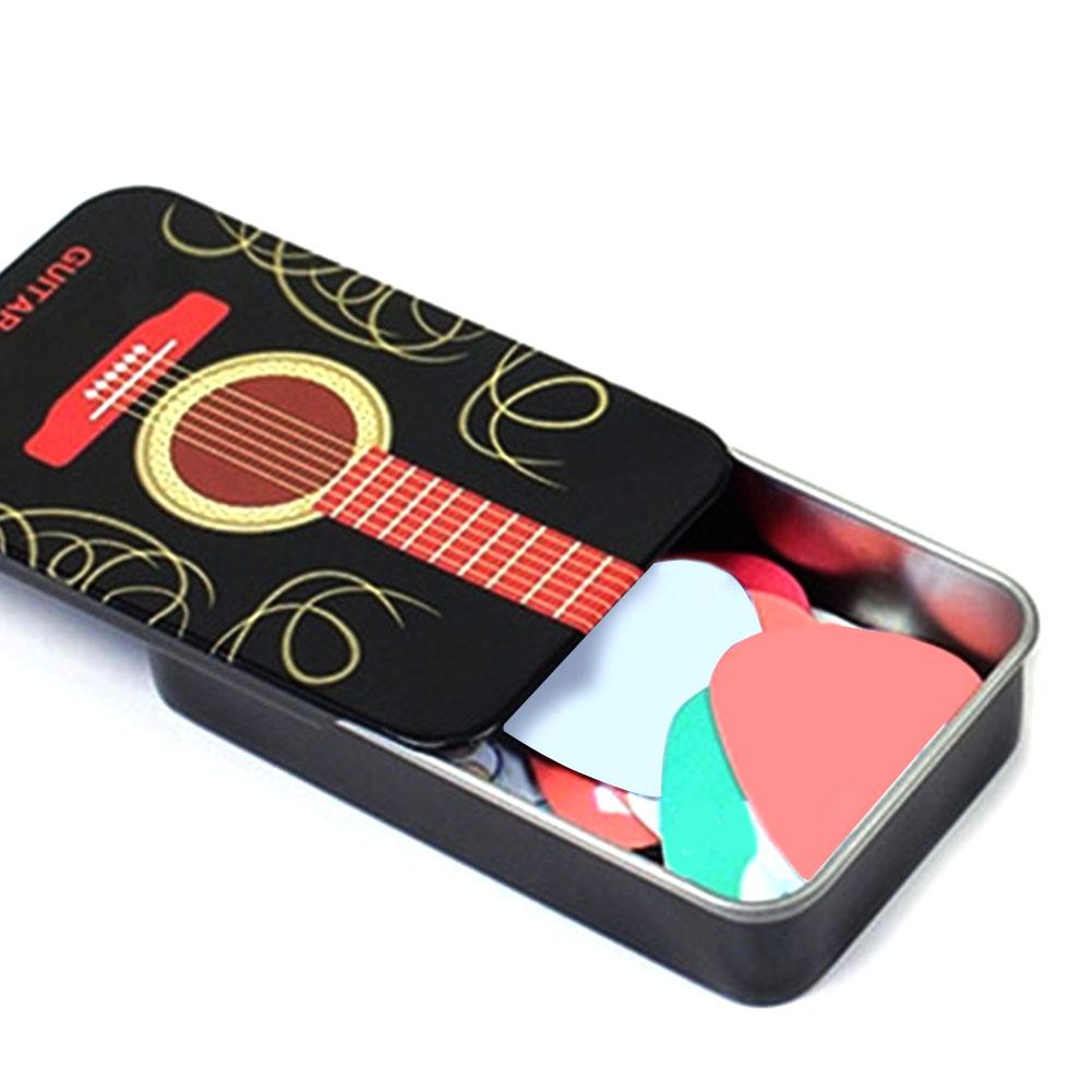 Gitaar Pick Sliding Cover Opbergdoos Draagbare Kleine Akoestische Elektrische Gitaar Pick Holder Case Tin Box Gitaar Gadget