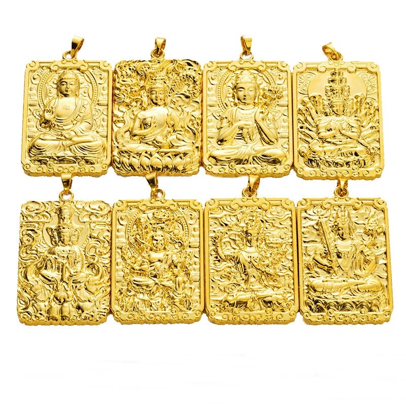 OMHXFC Europese Mode Man Party Verjaardag Huwelijkscadeau Rechthoek God Chinese Zodica 18KT Real Gold Charm Hanger PN75