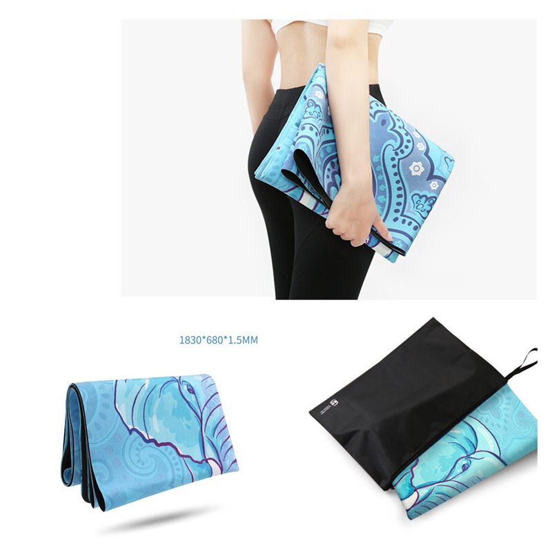 Bedruckte yogamatte aus naturkautschuk-wildleder, 183*68*1.5mm rutschfeste, umweltfreundliche übungsmatten für pilates, tanz, fitness und yoga