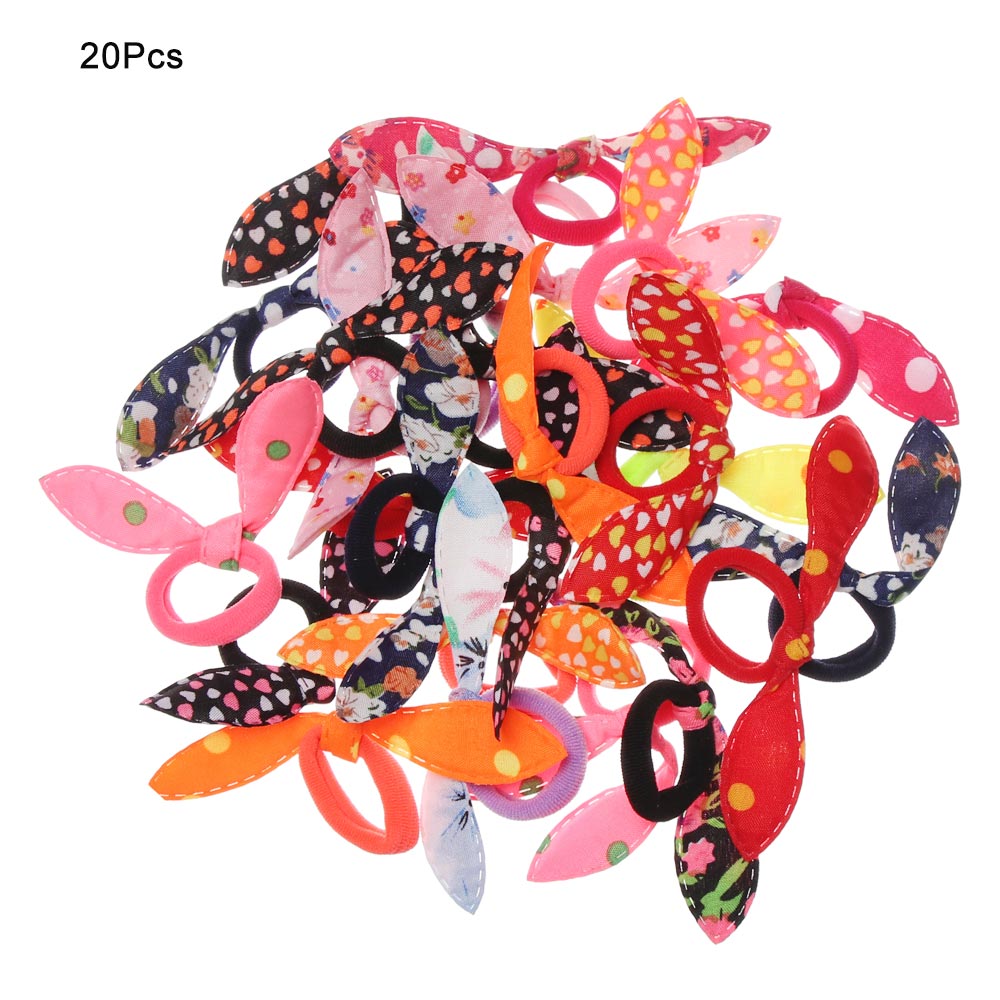 10/20 sztuk dzieci słodkie polka łuk królik uszy z pałąkiem na głowę elastyczne liny robić włosów dziewczyna pierścień Scrunchy dzieci kucyk uchwyt akcesoria robić włosów: 20szt