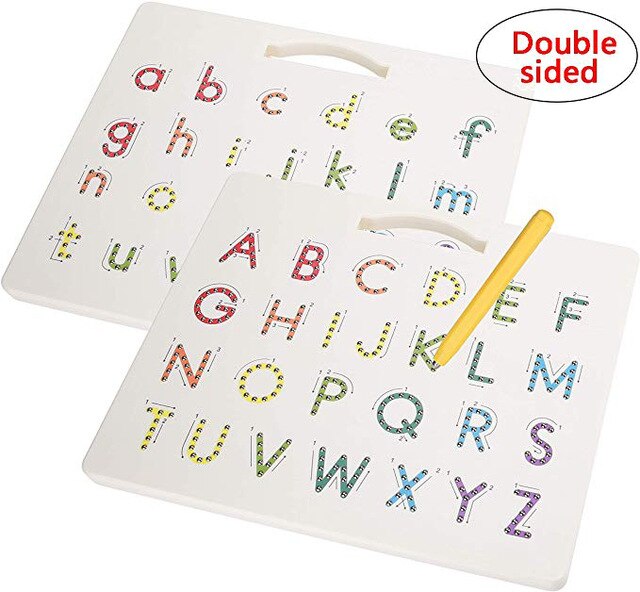 2 In 1 Magnetic Drawing Board Alphabet Letter Tracing Board Educational Letters Read Write Learning Alphabet Preschool: ABC abc