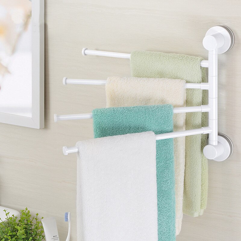 Fire arm håndklædeholder roterende håndklædestativ vandtæt badeværelse køkken vægmonteret håndklædehænger plast sugekop håndklædestang