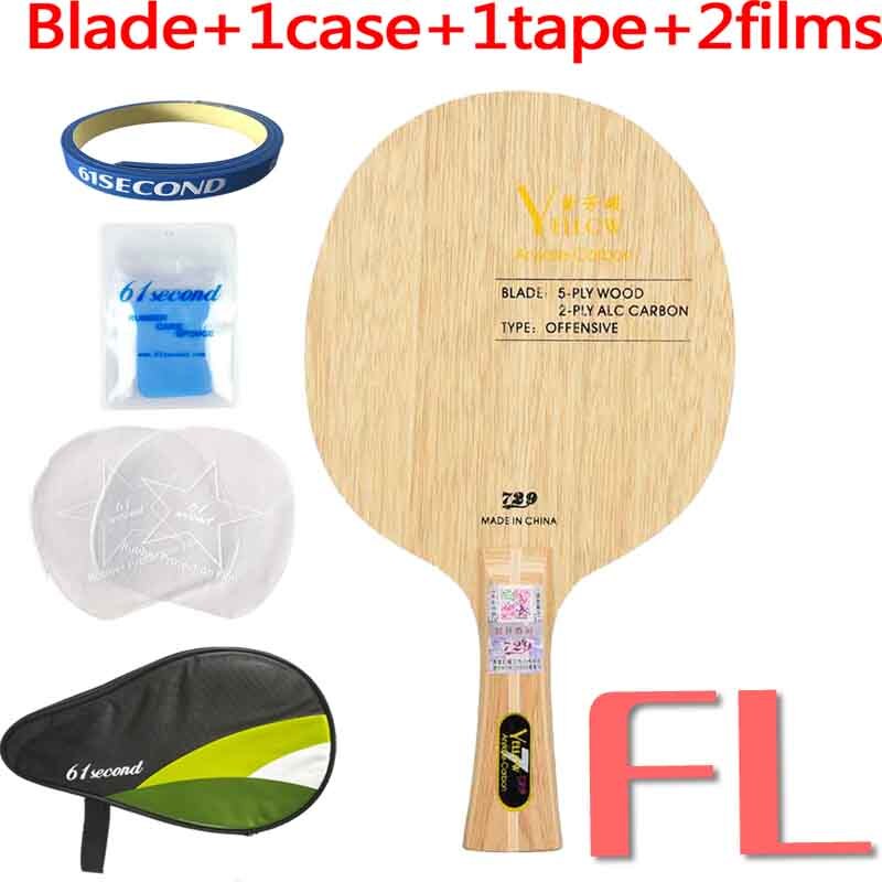 Friendship 729 Black Blue Yellow ALC Carbon Table Tennis Blade Offensive Ping Pong Racket Bat: Yellow FL HM case