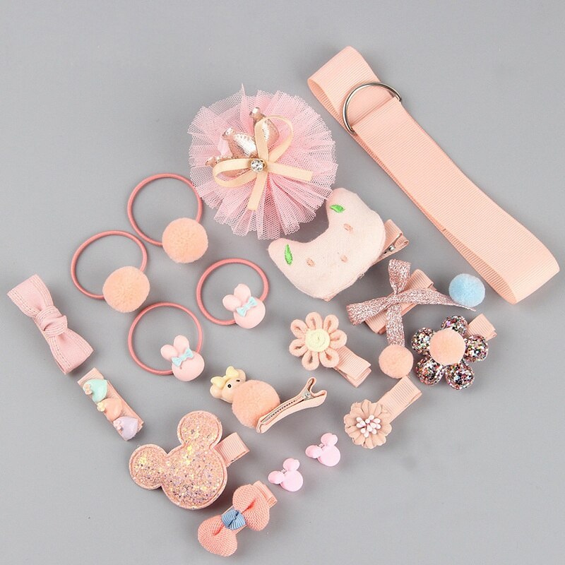 Barn barn bebis flickor blommor pannband set flicka head-wear med box hårband huvud 18 st tillbehör: 5