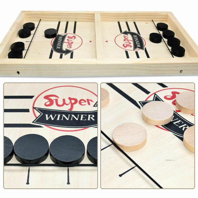 Family Toy Wood Games Toys Fast Sling Puck Game Paced Sling Puck Winner Board Child Chessboard Chess Games 35X22X2.5