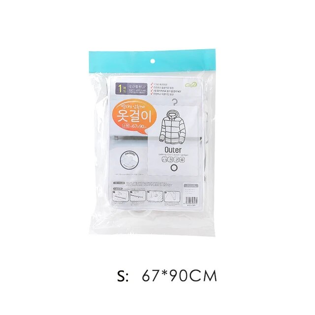 Ophangbare transparante vacuümopbergzakken Gecomprimeerde kledingkast Organizer Tas voor kleding Jas Donsjassen Stofkap: WHITE