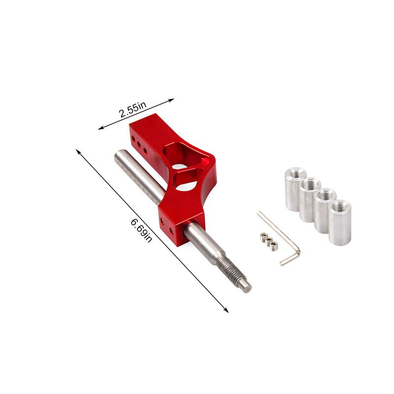 4 Color Aluminum Adjustable Height Lever Car Gear Shift Knob Extender Shifter Extension Single Bend Car Shifter Extender: red