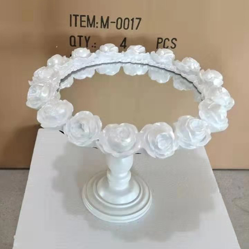 Pozłacane rozety lustro tace dekoracyjne nordycki luksusowe biżuteria kosmetyczne taca wystawiennicza kute szklane deser ciasto talerze: WT-Feet