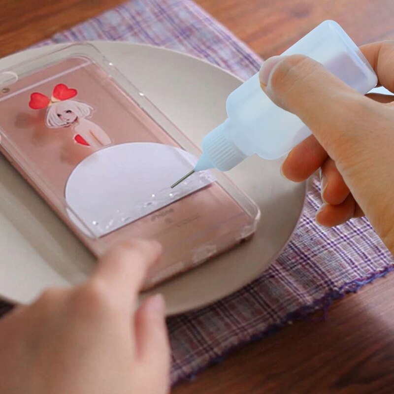 10Pcs 30Ml Plastic Squeezable Tip Applicator Bottle Refillable Dropper Bottles with Needle Tip Caps for Glue DIY