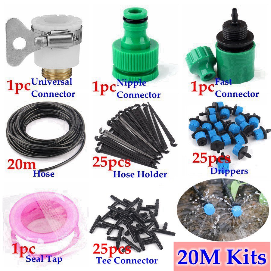 5 ~ 40M Tuin Besproeiing Kits Micro Irrigatiesysteem DIY Micro Drip Irrigatie Kits Met Blauw Verstelbare Drippers: 20m Kits