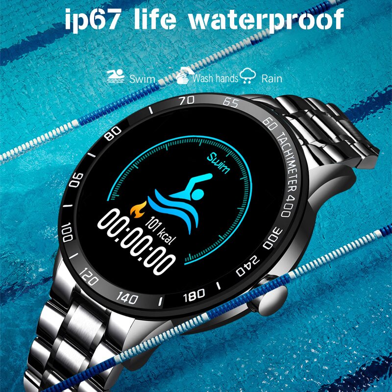 Luik Smart Horloge Mannen Fitness Tracker IP67 Waterdicht Hartslag Bloeddrukmeter Stappenteller Android Ios Sport Smartwatch