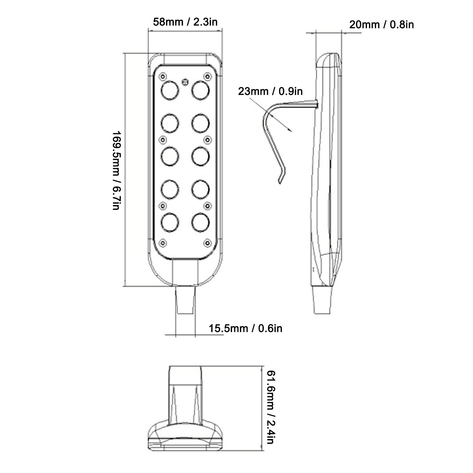 Bed Afstandsbediening Hefbed Controller Elektrische Pvc Ip66 Slijtvaste Stoel Handbediening Voor Ziekenhuis (8 Pin)