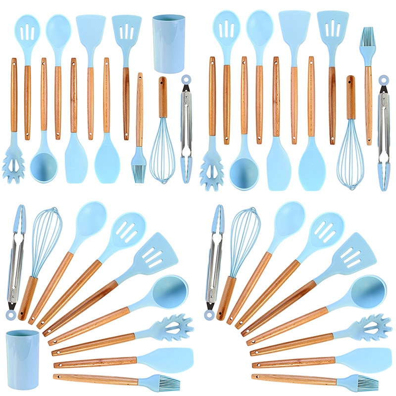 9/10/11/12Pcs Blue Silicone Kitchen Utensils Set Heat Resistant Nonstick Baking Cooking Tools Kitchenware Accessories