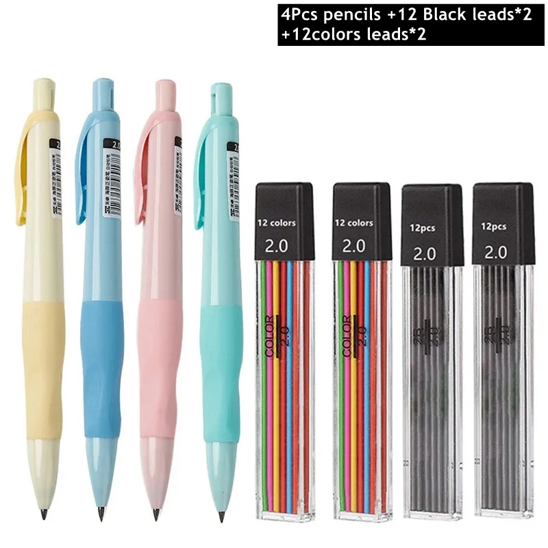 Ensemble de crayons mécaniques dauphin mignon de 2mm, crayon HB pour dessin de charpentier 2.0mm pour dessin, écriture, croquis, fournitures scolaires Kawaii: Bleu marine