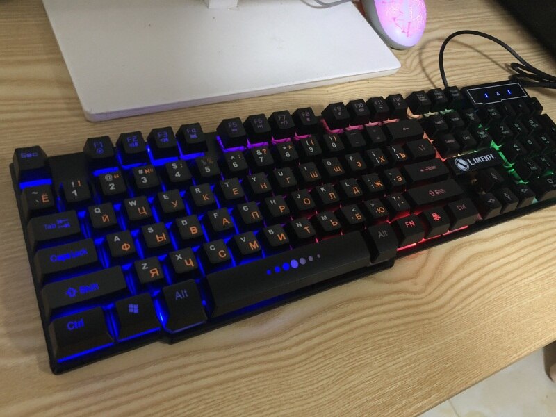 DBPOWER Russisch/Englisch 3 Farbe Hintergrundbeleuchtung Spielen Tastatur Teclado Gamer Schwimm LED hinterleuchtet USB mit Ähnliche Mechanische Fühlen