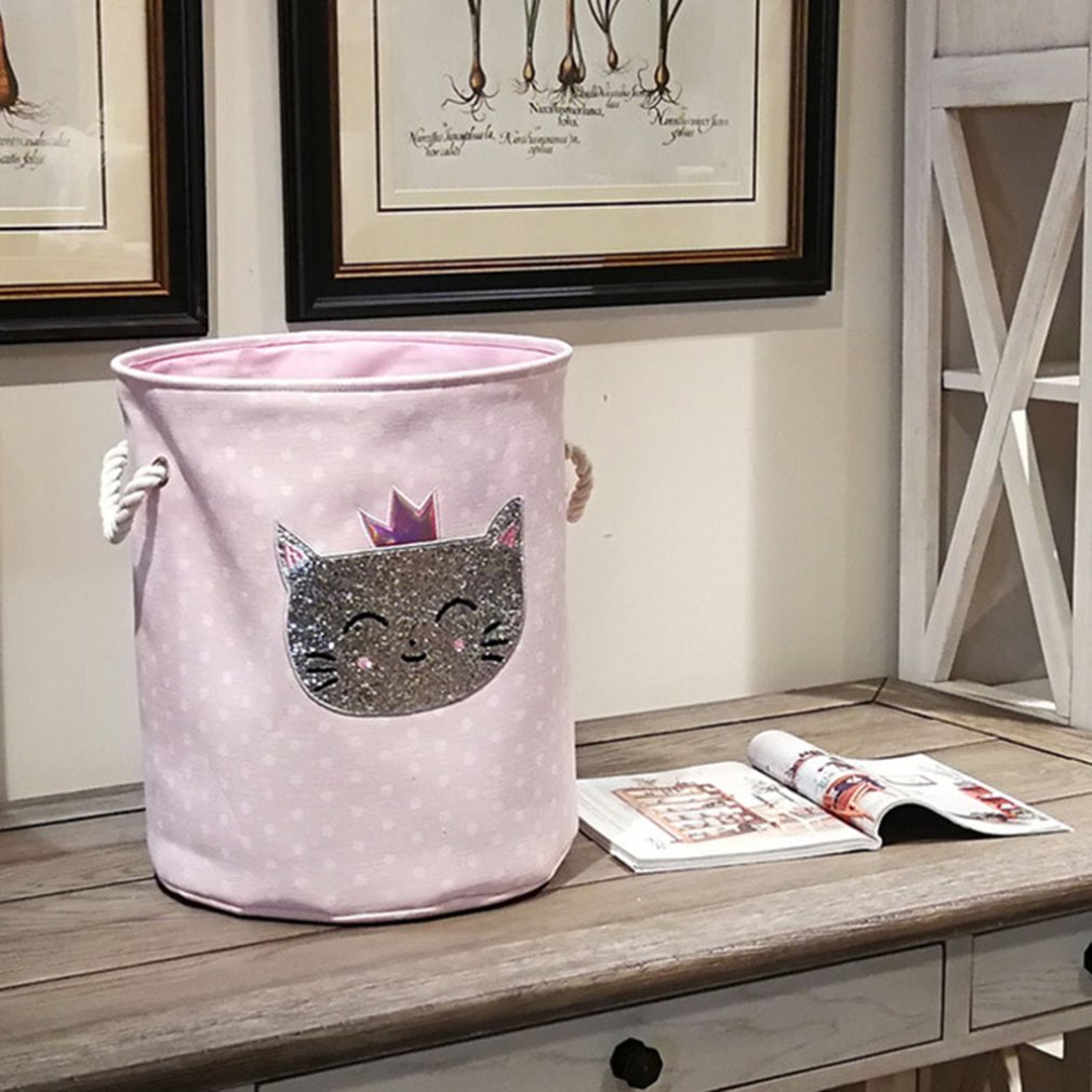 Pink Swan Cat Pattern Foldable Laundry Basket For Home Organizer Dirty Cloths Storage Box Sundries Storage Bucket