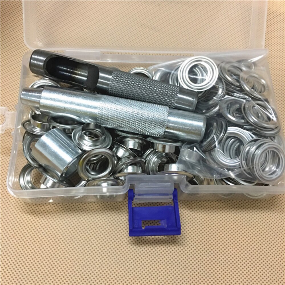 100 Set Grommets Kit Brass Eyelets Button Kit with 3PCS Tools Multipurpose Eyelets Button Set Portable Eyelets Button To