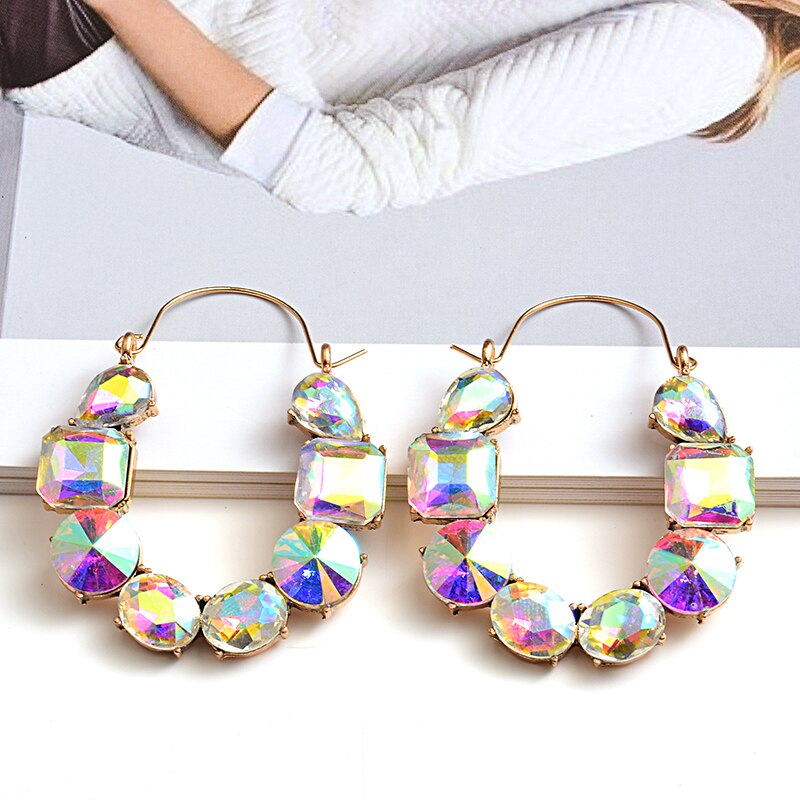 arrivel Colorful Rhinestones Metal Long Earring High Crystals Earrings Jewelry Accessories For Women: AB