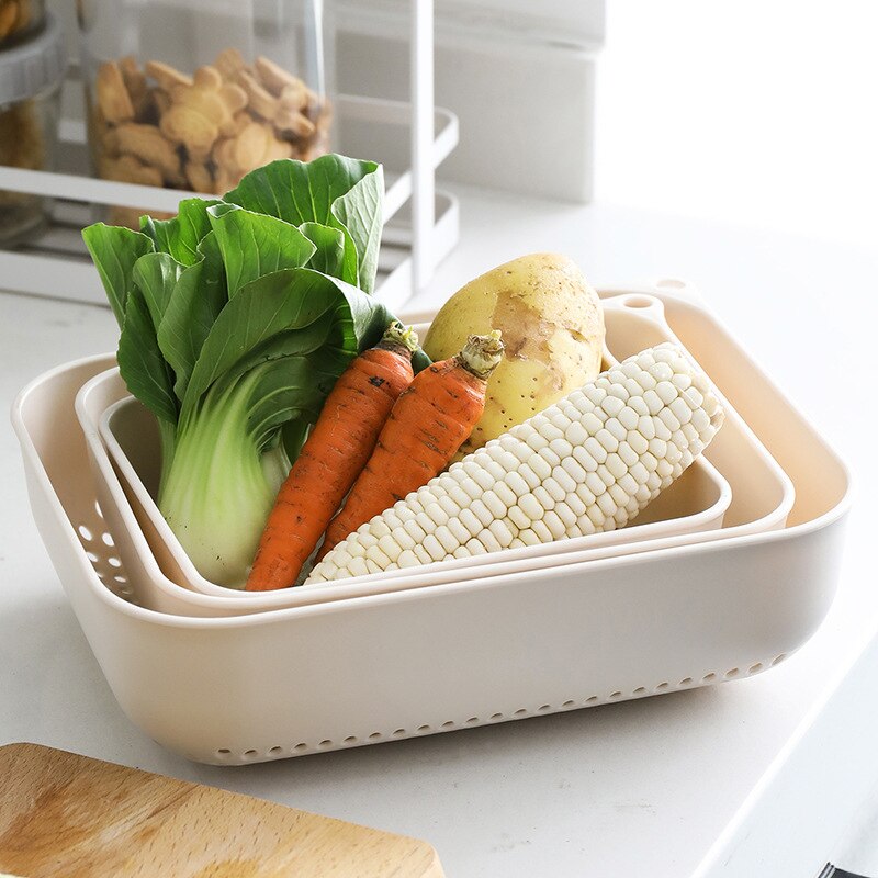 Three-piece Plastic Drain Basket Kitchen Sink Home Fruit Filter Funnel Vegetable Food Multifunctional Drainage