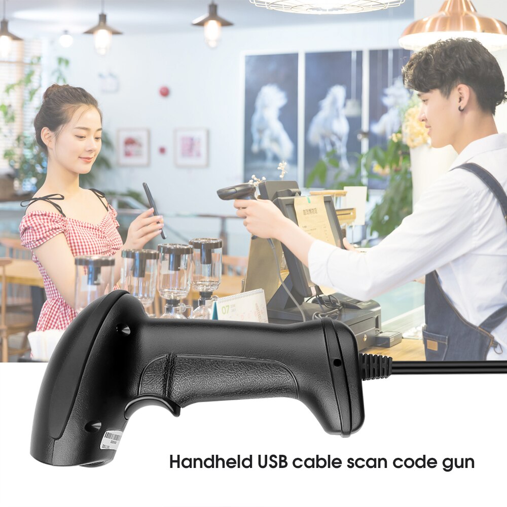Barcode Scanner Wired Bar Code Scanner Automatic Scan Handheld 1D/2D QR Code Reader For Inventory POS Terminal