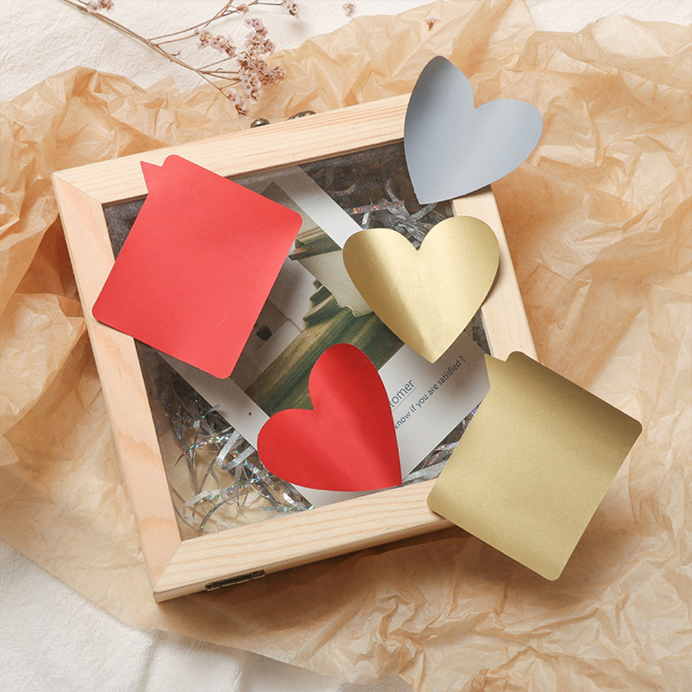 Corazón rasca pegatinas amor corazón rasca etiquetas para tarjeta de felicitación mensaje postal carta para decoraciones de boda