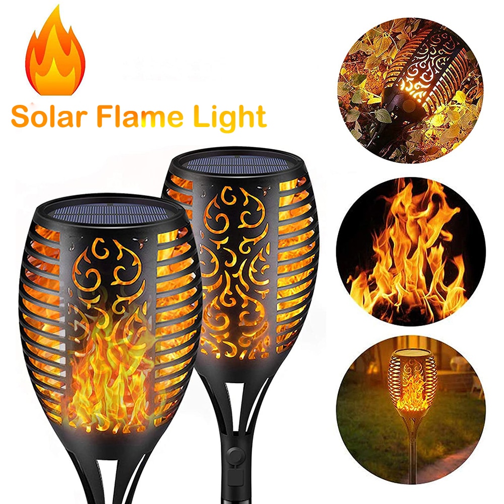 12 ledet 33 ledet sol flamme fakkel lys flimrende vanntett hage dekorasjon landskap plen lampe sti belysning fakkel utendørs få øye på