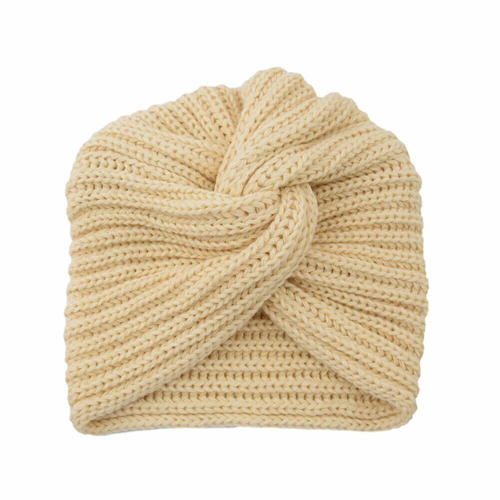 Fshion Women's Ladies Turban Hat Knitted Cap Spring Winter Headwrap Beanie Crochet Beige Black Gray Pink: Beige