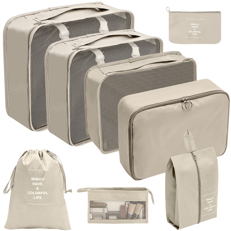 7/8/9/10 Pcs Set Reise Veranstalter Lagerung Taschen Koffer Verpackung Würfel Set Fällen Tragbare Gepäck Kleidung Schuh ordentlich Beutel Falten: MULTI