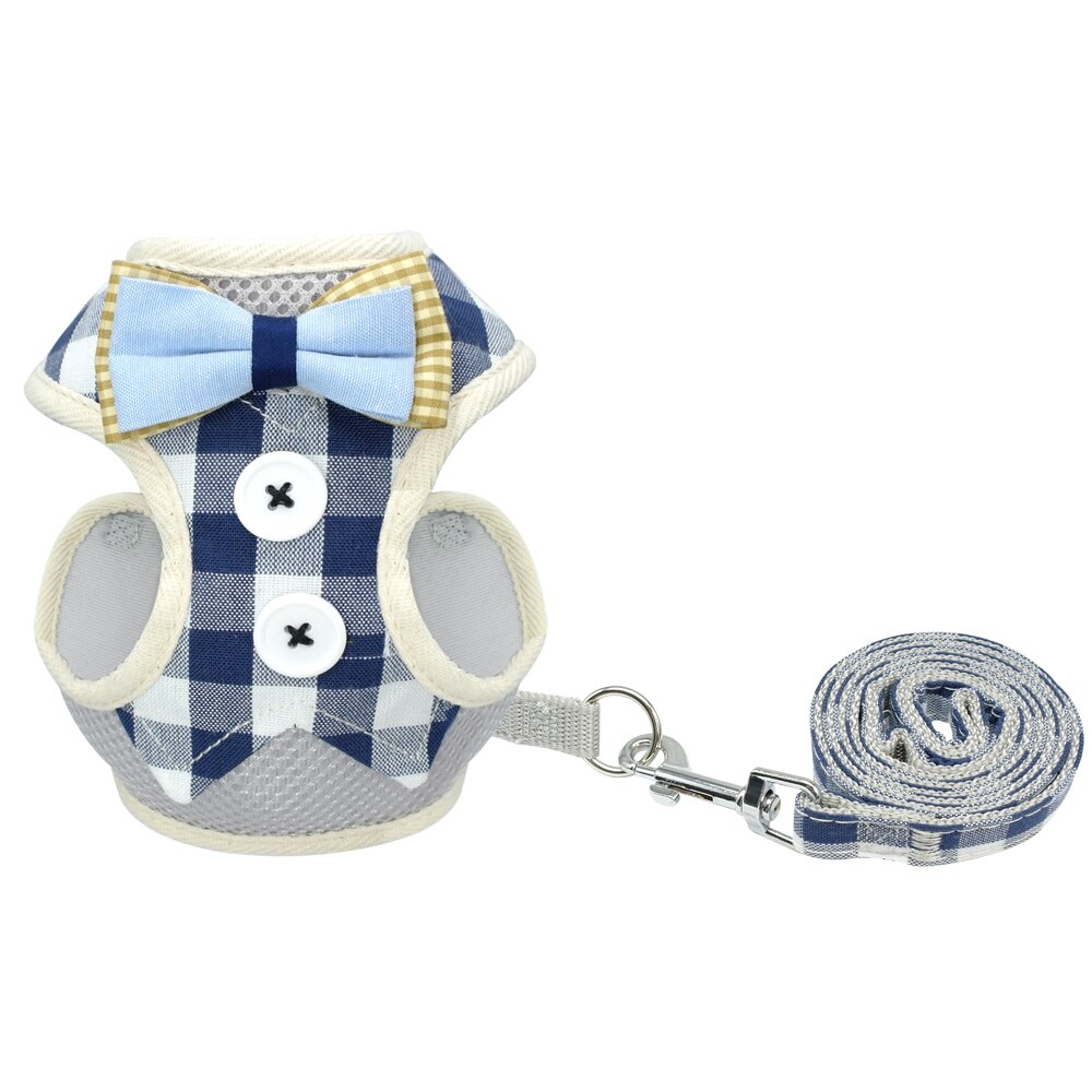 Bonito conjunto de arnés y correa para gatos, arnés de perrito de malla de nailon para mascotas, chaleco de ropa con Collar de gato de plomo para gatos pequeños, suministros para perros y gatitos para mascotas