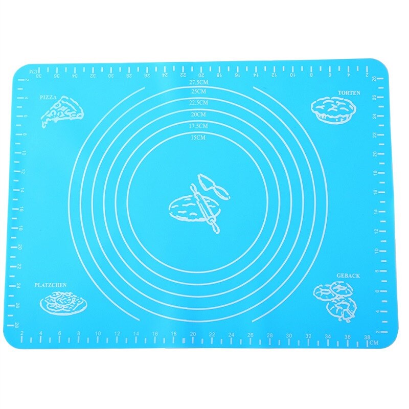 Grote Maat Siliconen Bakken Tools Zachte Rollende Gebak Boards Kneden Deeg Mat Met Kalibratie Hittebestendig:  BLUE