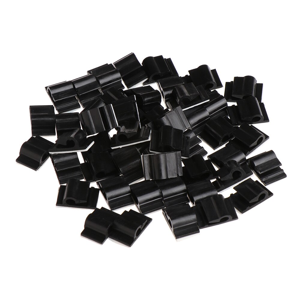 50 stuks Zelfklevende Cord Management Klem Nylon Kabel Clips Draad Leiding Haak Bevestigingsmiddelen Kabel Organizer Kabelbinder Vaste Klem: Black