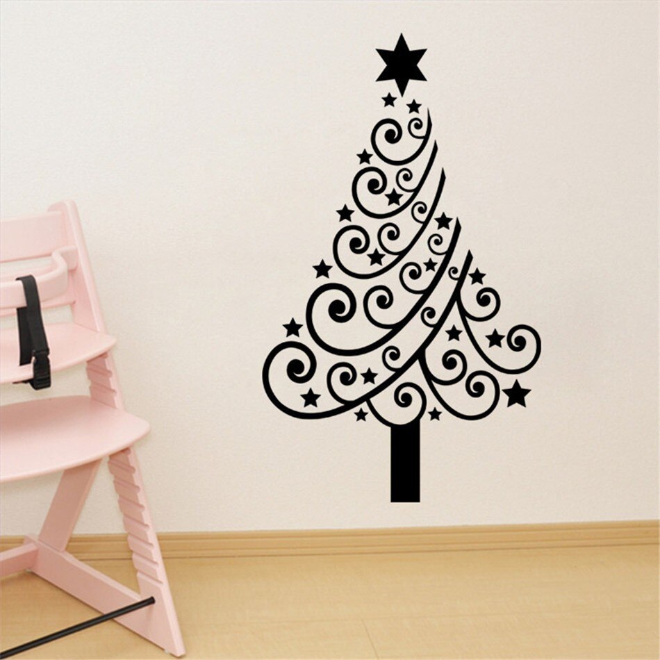 Große Größe Weihnachten Baum Display Fenster DIY Wand Aufkleber Abnehmbare Für Speicher Glas Tür 60*100 cm adesivo de parede D70